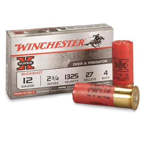 winchester super x buckshot 12 gauge 2 3 4 shell 4 buck 27 pellets 5 rounds 95683 12