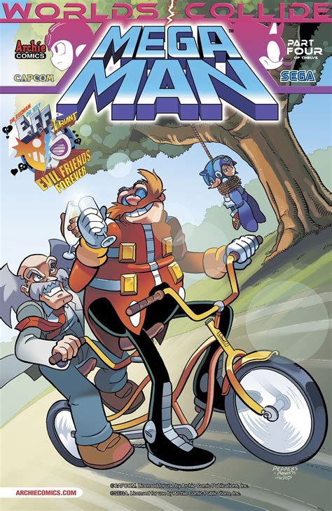 dr wily and dr eggman ride a bicycle built for two in the sonic mega man crossover