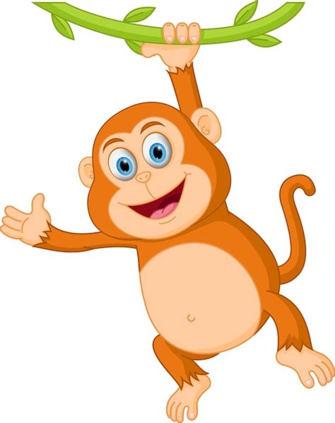 Premium Vector Cute Monkey Cartoon Hanging Tree
