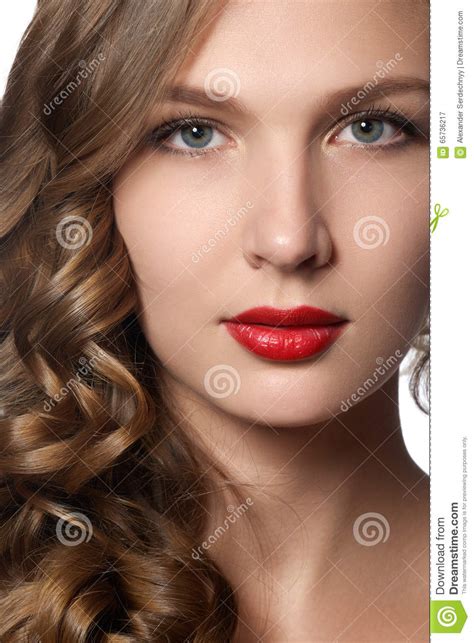 Beautiful Young Woman With Long Curly Hair Beautiful