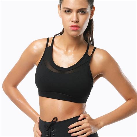 Customized Oem Sexy Sports Bra With Design Strappy Black Fitness Activewear Gym Cloth Sports Bra