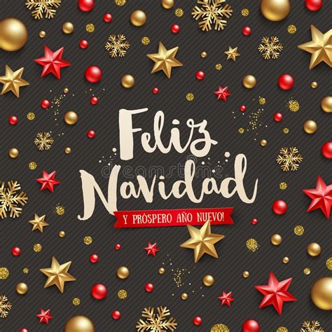 Feliz Navidad Christmas Greetings In Spanish Patterned Golden