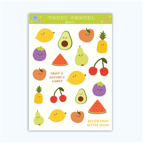 Jual Sticker Tutti Frutti Sticker Buah Lucu Hias Planner Journaling