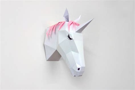 Diy Unicorn Head 3d Papercraft Unicorn Pattern Paper Crafts