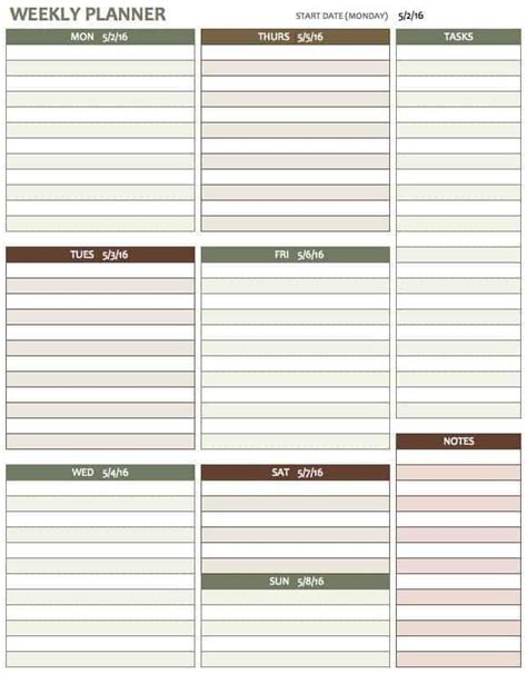 Basic Weekly Planner Excel Template Savvy Spreadsheets Weekly Planner