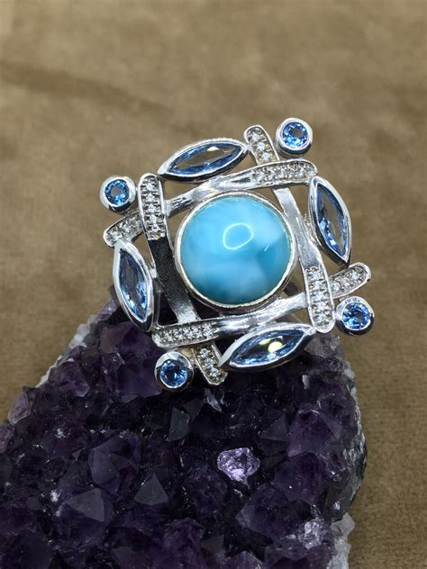 7 Unique Larimar Statement Ring With London Blue Topaz And Etsy
