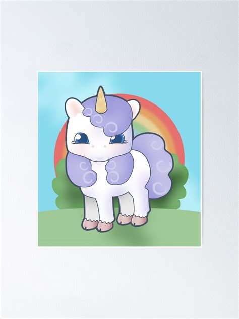 Kawaii Unicorn And Rainbow Poster By Lyddiedoodles Redbubble