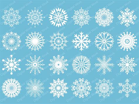 Snowflake Clipart - White Snowflakes (41800) | Decorations | Design Bundles