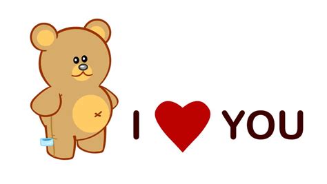 High Definition Cute Love Video Card With Cartoon Animation Of A Teddy