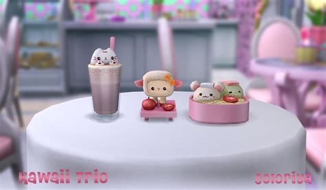 Kawaii Trio Sims 4 Includes 3 Decorative Objects Pink And Blue