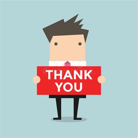Businessman Hands Holding Thank You Sign Stock Vector Illustration Of