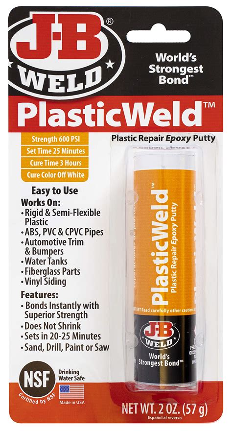 Buy J B Weld 8237 Plasticweld Plastic Repair Epoxy Putty 2 Oz Online