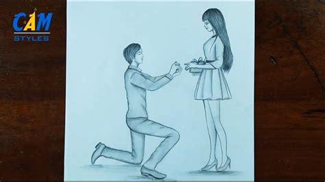 How To Draw Marriage Proposal Proposal Pencil Drawing Youtube