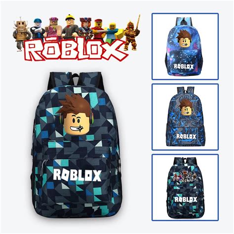 Roblox Bag Sekolah Kids School Bag Travel Backpack For Lelaki Wanita