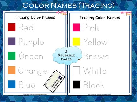 Color Names Tracing Printable Worksheet Tracing Worksheet Learning Color Names Homeschool