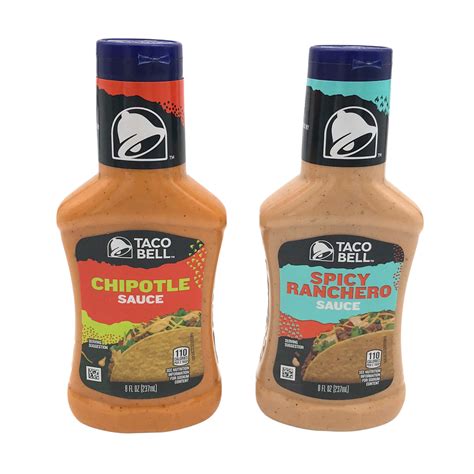 Taco Bell Spicy Ranchero Sauce 8 Ounce And Chipotle Sauce 8 Ounce