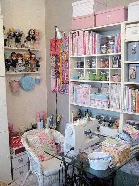 A beautiful crafting room a little sugary, a little flowery, and at its best on cold, overcast afternoons when the turquoise walls glow, and doggie is napping under the work table, and inspiration seems to come from every basket. Pin by Amanda Parry on Beautiful Shabby Chic & Interior ...