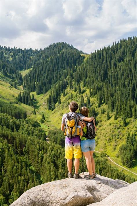 A Pair Of Lovers Enjoying Romance In The Mountains Stock Photo Image