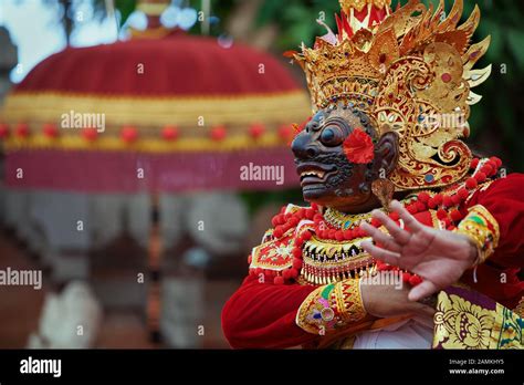 Traditional Balinese Costume And Mask Tari Wayang Topeng Characters