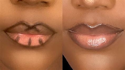 Glossy Nude Lip Combo For Woc Darkskin Ombre Lips Tutorial Youtube