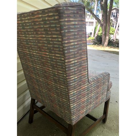 Ravenna home valmay wingback nailhead trim accent chair 5. Mid-Century Modern Lilac Wingback Chair and Ottoman | Chairish