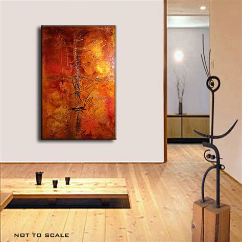 Original Textured Abstract Painting Contemporary Gold Orange Metallic
