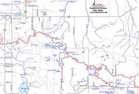 Newberry Rexton Michigan Atv Orv Motorcycle Trail Trails Map