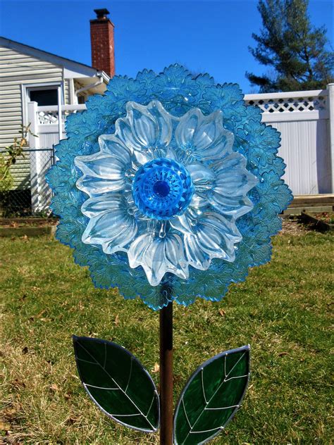 Garden Flower Handmade Glass Yard Art Garden Art Glass Flower Recycled Glass Flower Garden