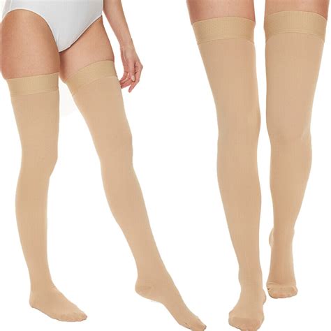 20 30 Mmhg Compression Stockings Edema Men Women Thigh High Socks Varicose Veins Ebay