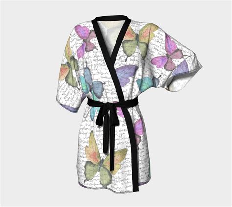 Butterfly White Kimono Robe Kimono Robe Robe Kimono