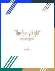 The Starry Night Ekphrastic Poem Pptx The Starry Night Ekphrastic Poem Anne Sexton Oh