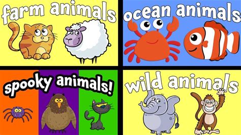 Cartoon Animals For Children Learn Farm And Wild Animal Names Kids