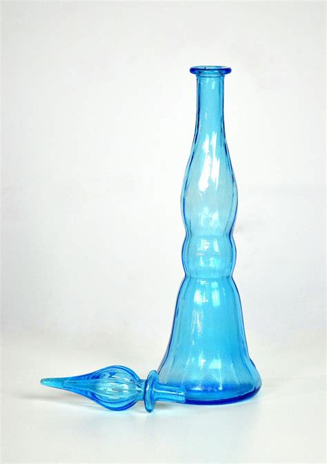 Select Modern Empoli Italian Art Glass Sky Blue Decanter