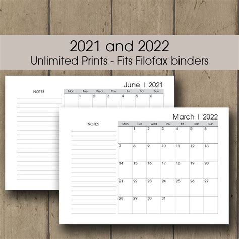 Monthly 2021 Calendar 2022 Printable Pdf 2021 2022 Calendar Printable