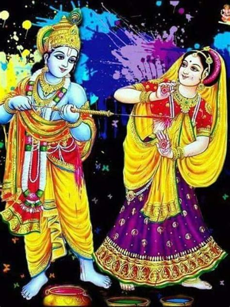 Lord Krishna Playing Holi With Radharani Happy Holi Wishes Holi