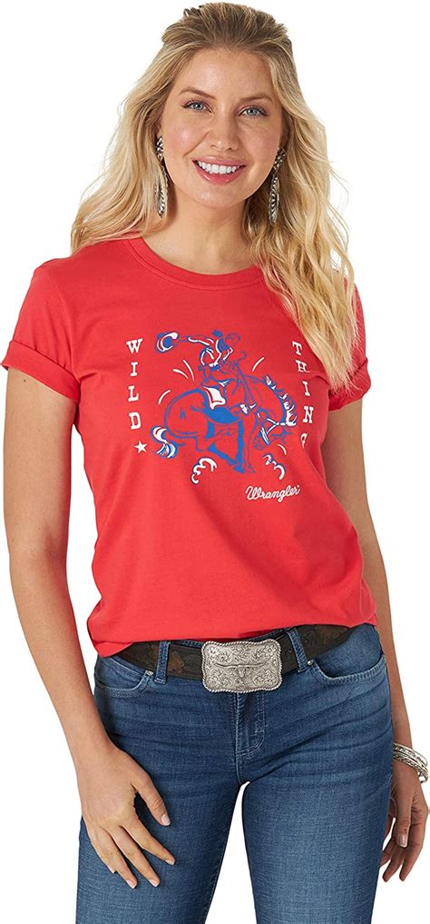 Wrangler Womens Short Sleeve Crew Neck Western Graphic Tee Shirt T Shirt Amazon Ca Clothing