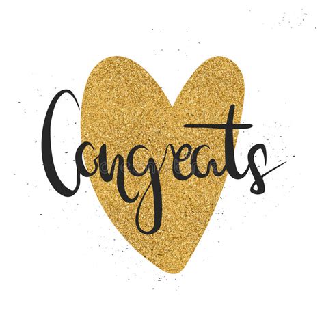 Hand Drawn Brush Lettering Of A Phrase `congrats` And A Sparkling Heart