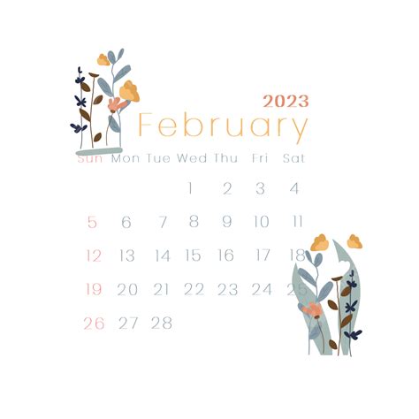 Transparent Elegant Calendar February 2023 Transparent Elegant