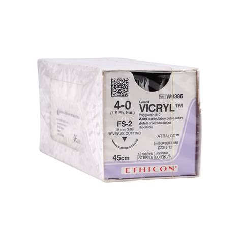 Johnson And Johnson Ethicon Sutures Vicryl 40 W9386 Box12 Surgical