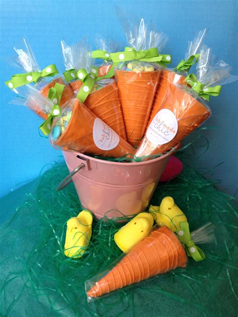 Easter Carrot Favors Ice Cream Cone Dipped In Orange Chocolate And