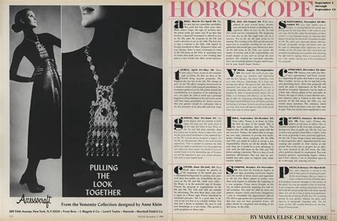 Horoscope Vogue SEPTEMBER 1 1970