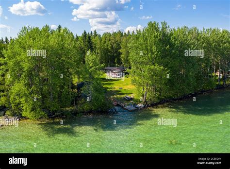Drone Shot Of Lake In Sweden Stock Photo Alamy