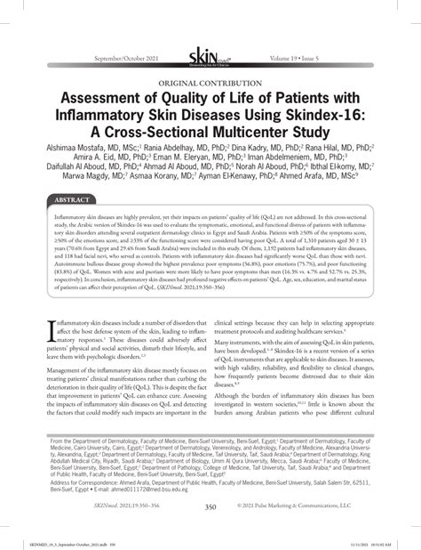 Pdf Assessment Of Quality Of Life Of Patients With Inflammatory Skin