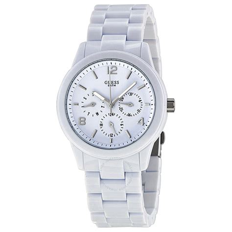 Guess White Dial White Plastic Multifunction Ladies Watch W11603l1