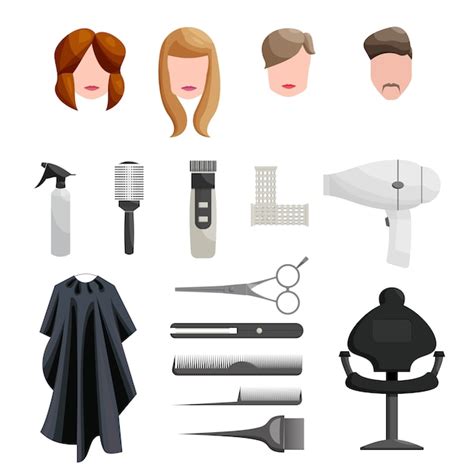 Premium Vector Hairdresser Icons Set Cartoon Style
