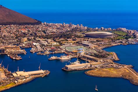 Aerial View Of Table Bay Harbour With Signal Hill In Background Cape