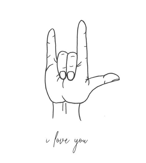 I Love You Sign Language Minimalist Single Line Drawing Etsy