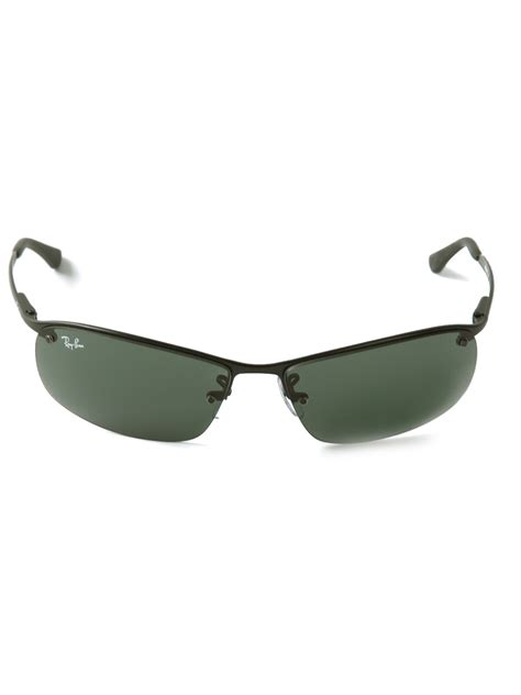 Ray Ban Oval Shape Sunglasses In Black For Men Lyst