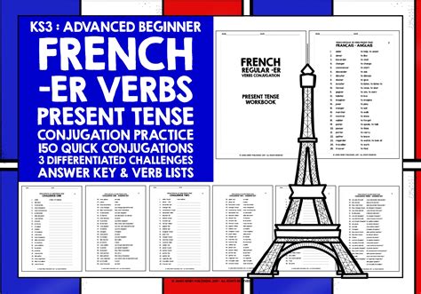French Present Tense Er Verbs Conjugation Practice Teaching Resources