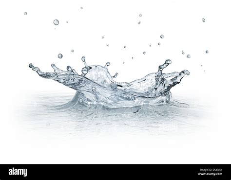 Water Splash Isolated On White Background With Some Drops Flying Cgi